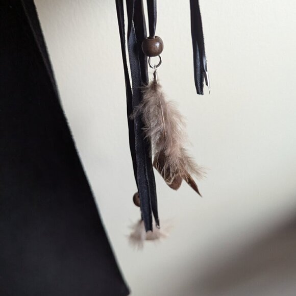 Zara Faux Suede Waist Coat with lace up strings with feathers - Picture 10 of 10